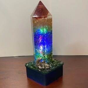 Lighted Multicolor Handmade Resin Crystal with Seal Figurines